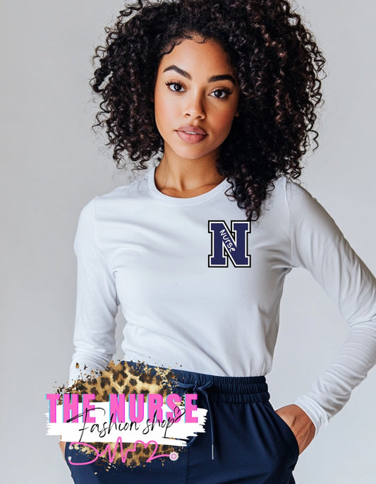 Nurse Mini Varsity Long Sleeve Tee