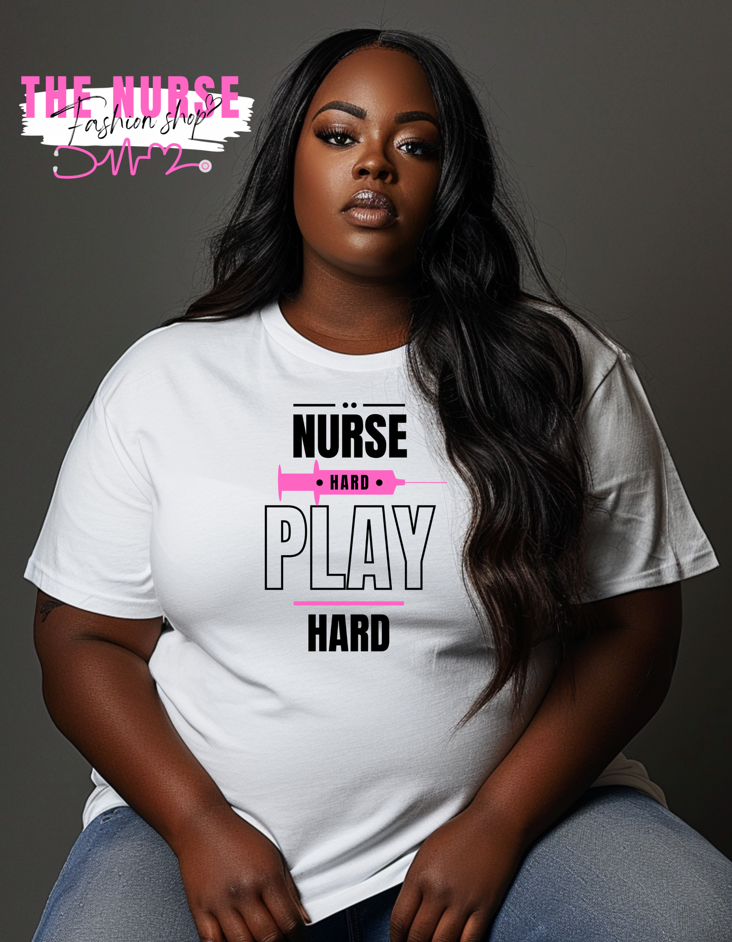 "Nurse Hard Play Hard" Tee (White)